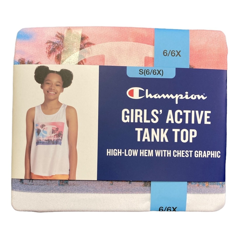 NEW Champion‎ Girl's Everyday Graphic Tank Bright White Small 6/6X